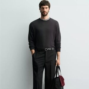 Zara Men's Charcoal Crewneck Sweater